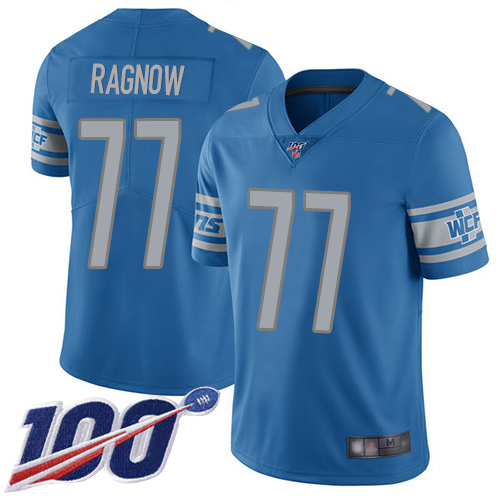 Detroit Lions Limited Blue Men Frank Ragnow Home Jersey NFL Football #77 100th Season Vapor Untouchable